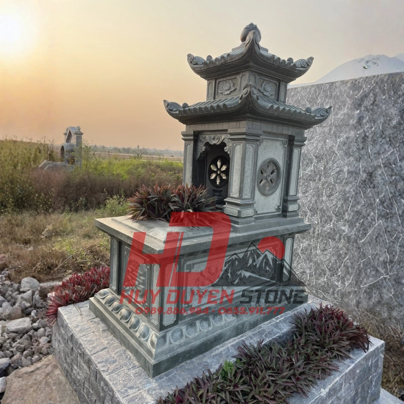 Mộ Đá Hai Mái Xanh Rêu MHM002