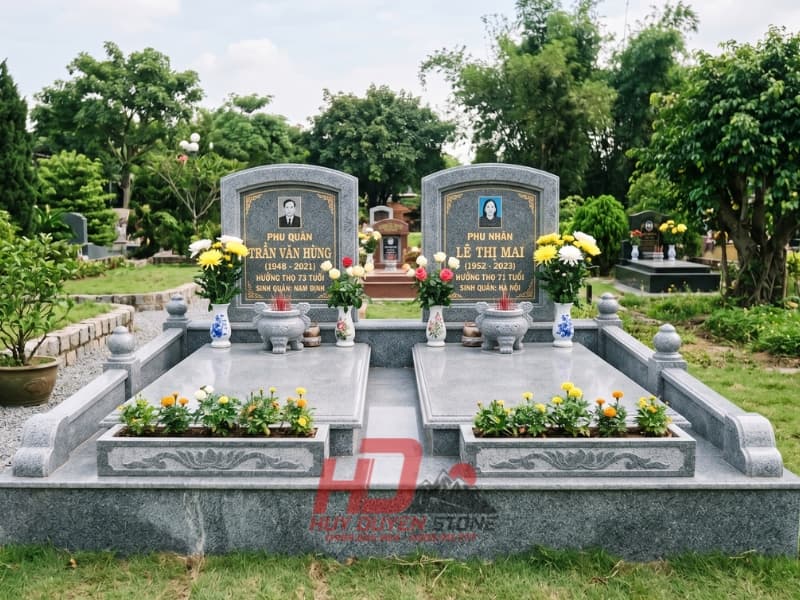 mộ đôi đá granite xám mộ đôi đá granite xám