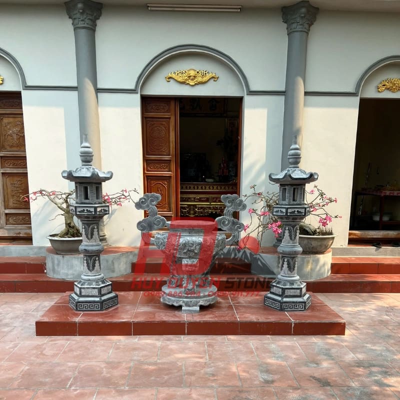 Bộ Lư Hương Đèn Đá LH009