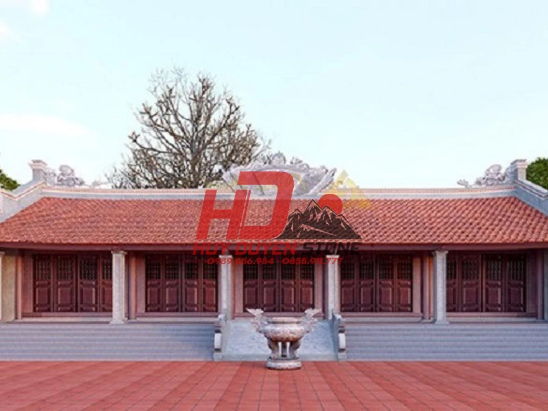 Mẫu nhà thờ họ năm gian có sân gạch rộng Mẫu nhà thờ họ năm gian có sân gạch rộng