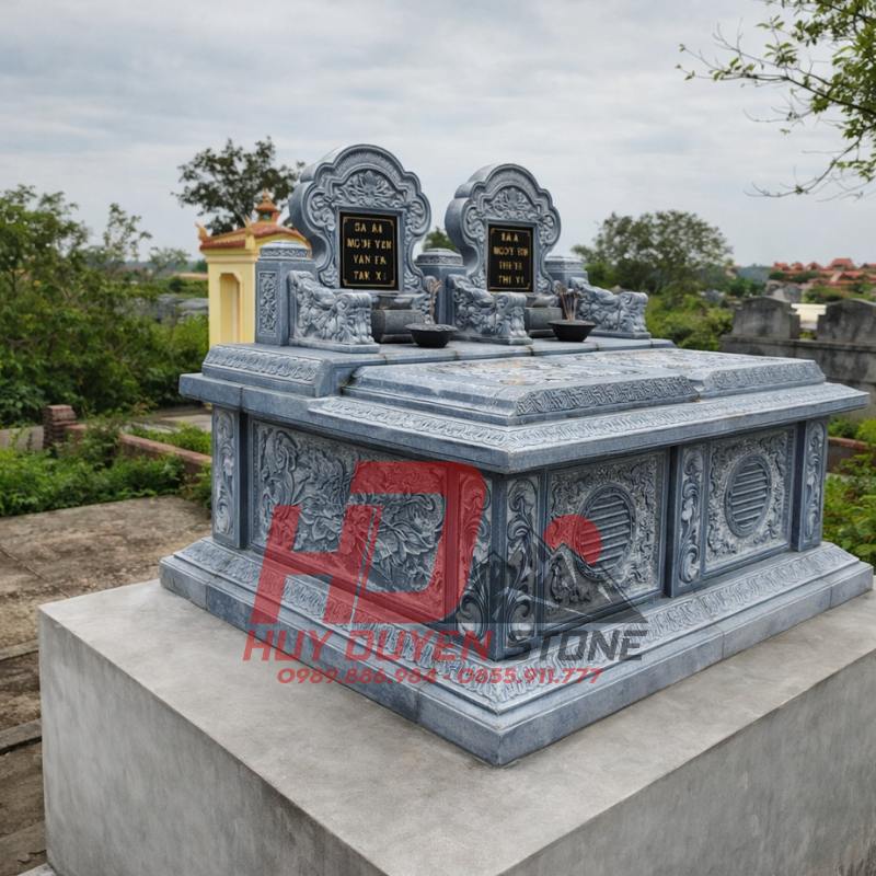 Mẫu mộ đá đôi tam sơn cao cấp