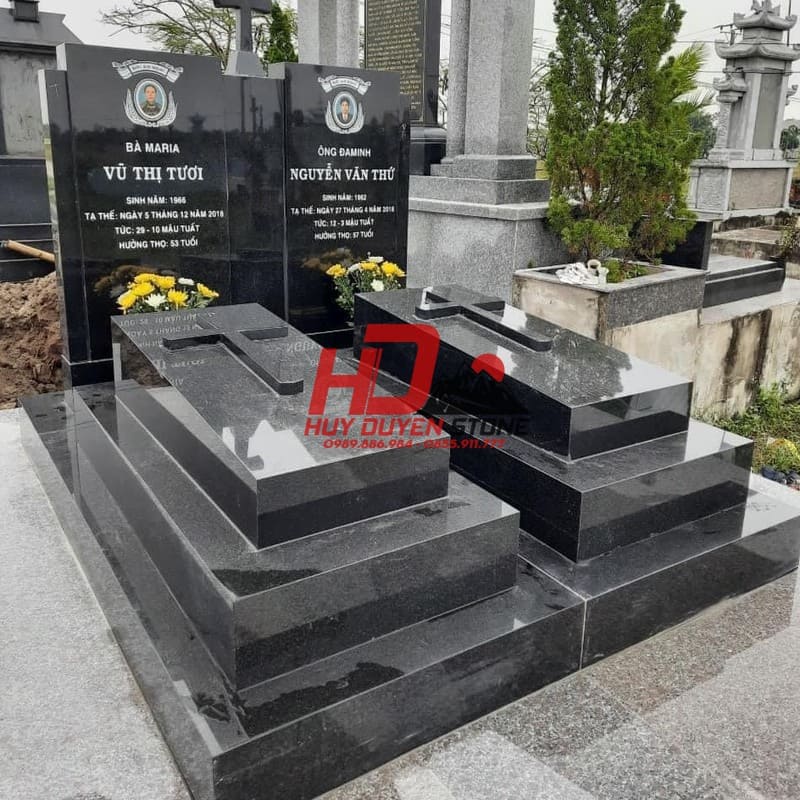 Đá Granite làm mộ đá đôi