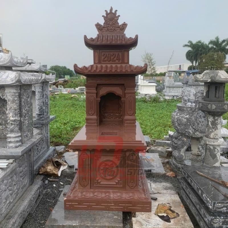 Mộ Đá Đá Đỏ Phú Quý Hai Mái 