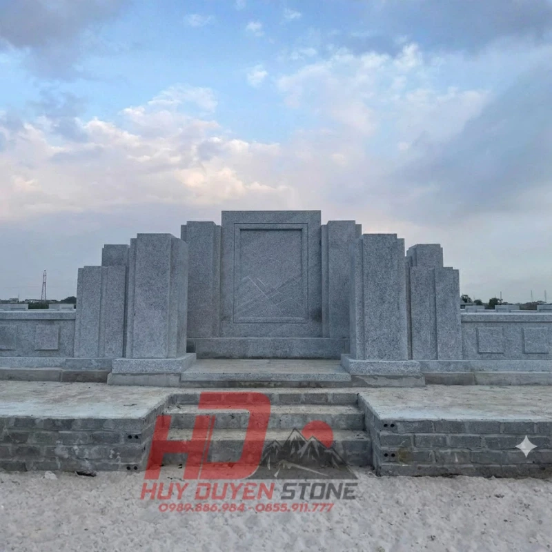 công trình lăng mộ đá granite xám