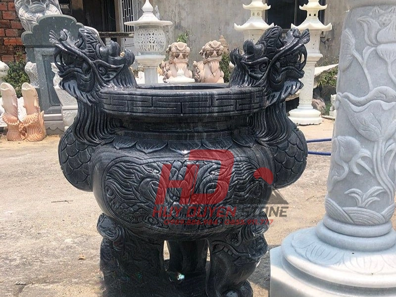 9+ Lư Hương Đá Đen Cho Khu Lăng Mộ – Chạm Khắc Tinh Xảo