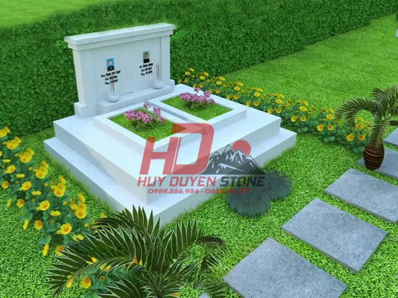 mộ đôi ốp đá granite