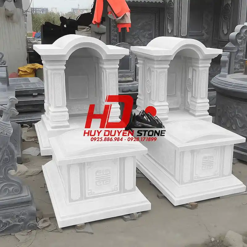 Đặc điểm chi tiết và ưu thế của mộ đá trắng khi thi công công trình tâm linh