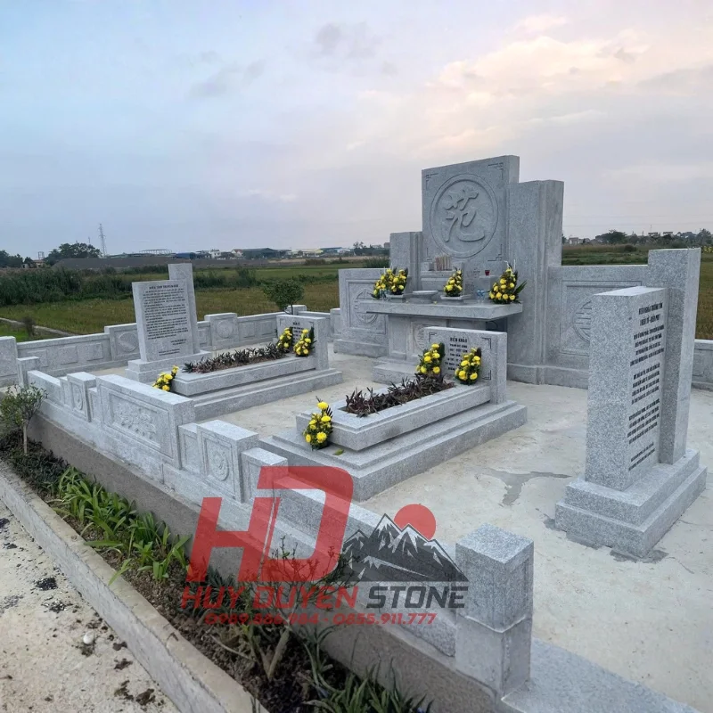 công trình lăng mộ đá granite xám