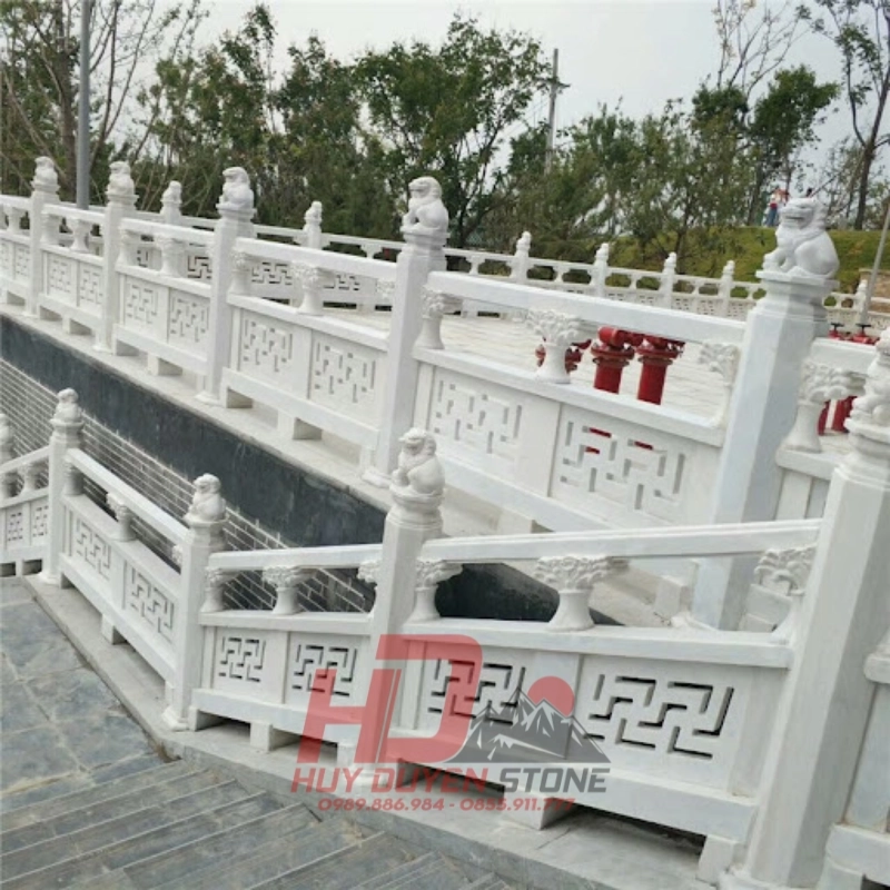 mẫu lan can đá chạm khắc tinh xảo