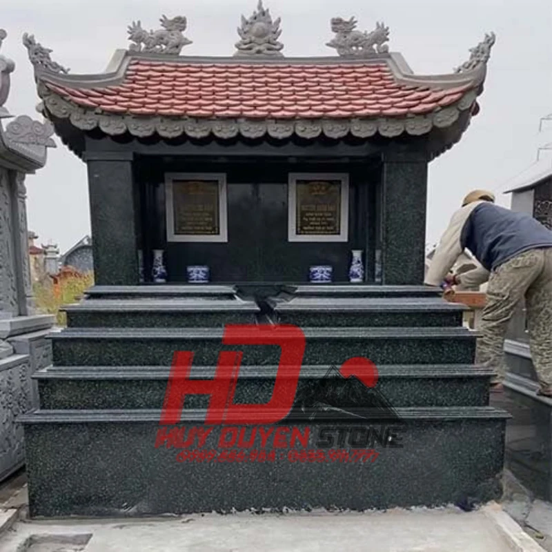 mẫu mộ đôi ốp đá granite