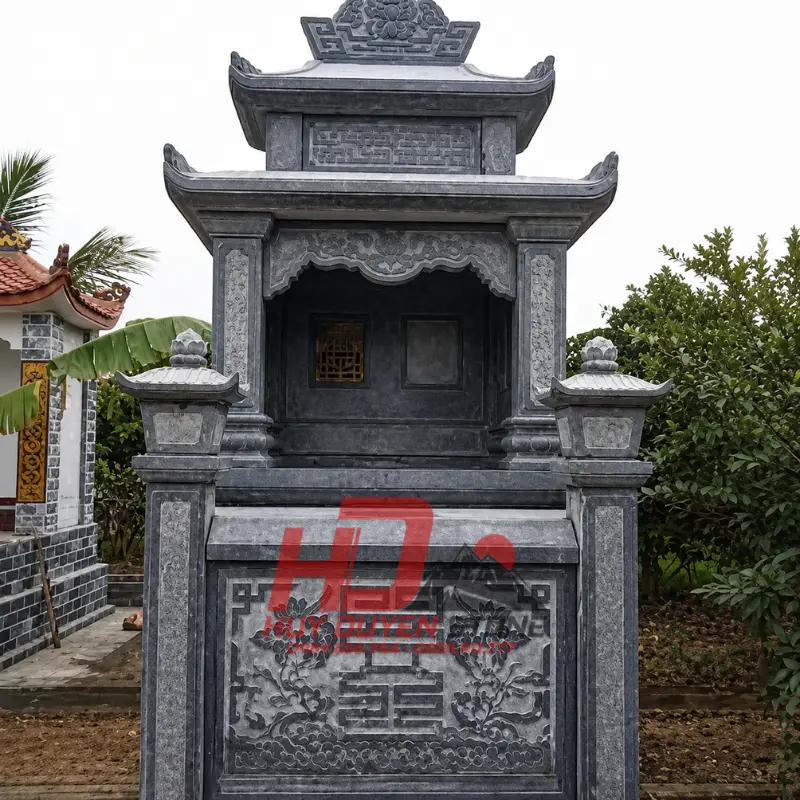 Mẫu mộ đá 3 mái tinh xảo