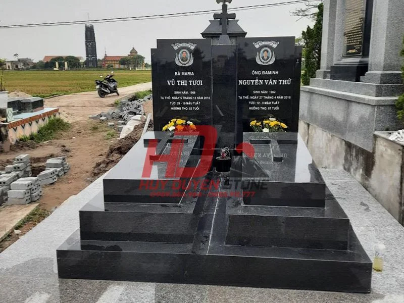 mẫu mộ đôi ốp đá granite
